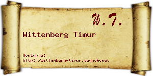 Wittenberg Timur névjegykártya